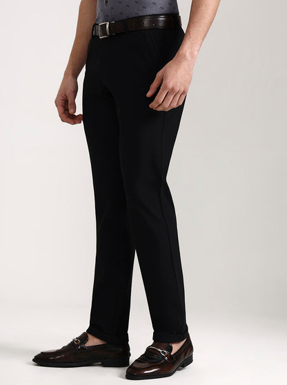 Black Solid Slim Fit Club Wear Trouser | Wyre