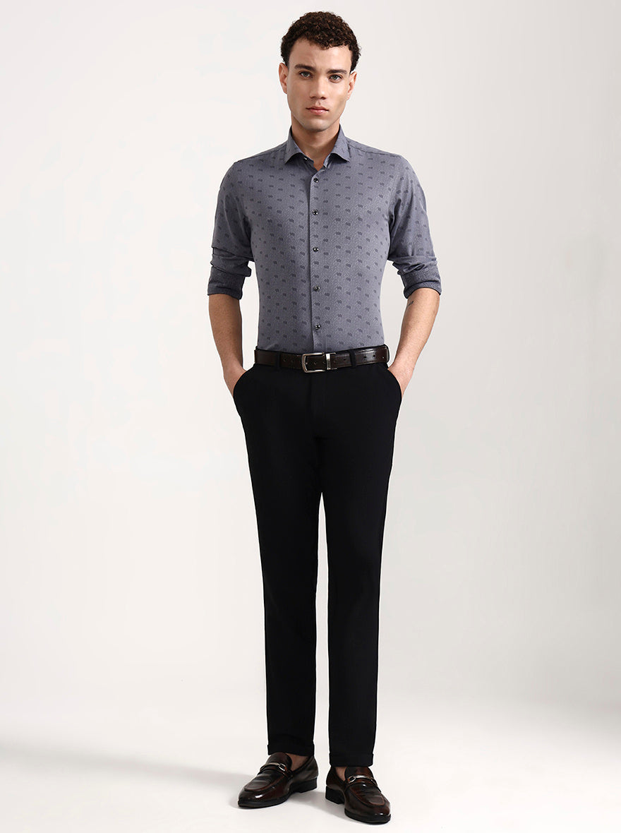 Black Solid Slim Fit Club Wear Trouser | Wyre