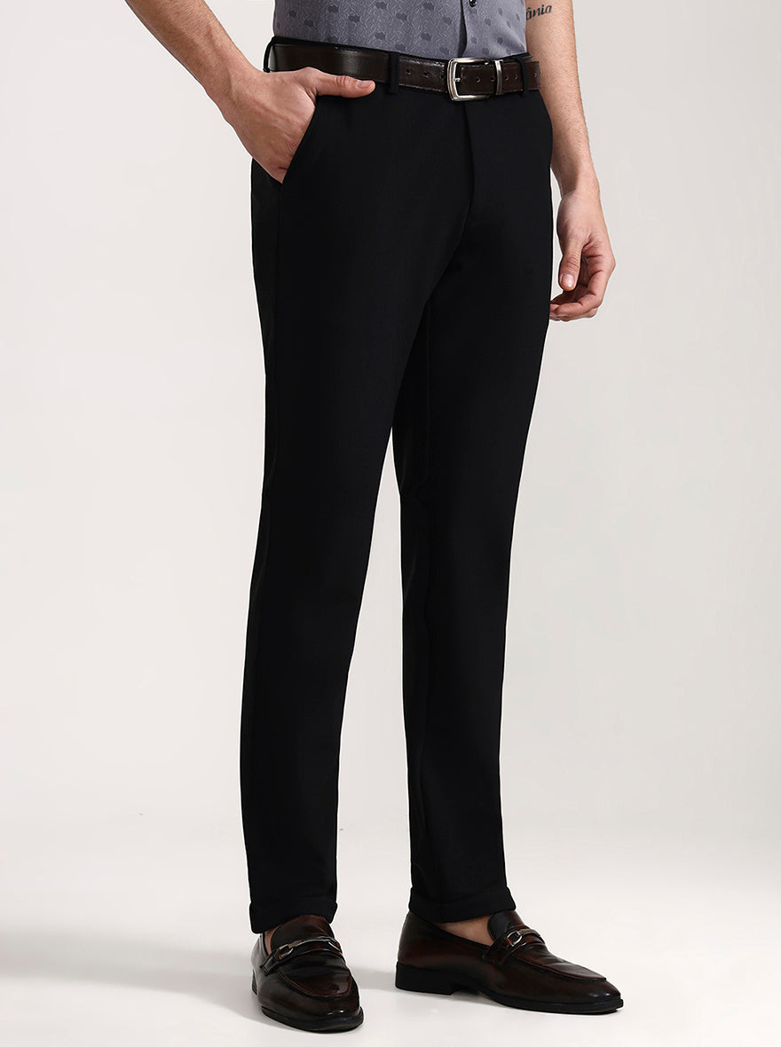 Black Solid Slim Fit Club Wear Trouser | Wyre