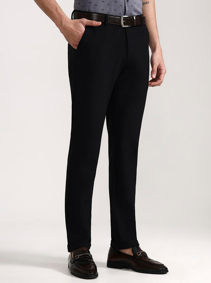 Black Solid Slim Fit Club Wear Trouser | Wyre