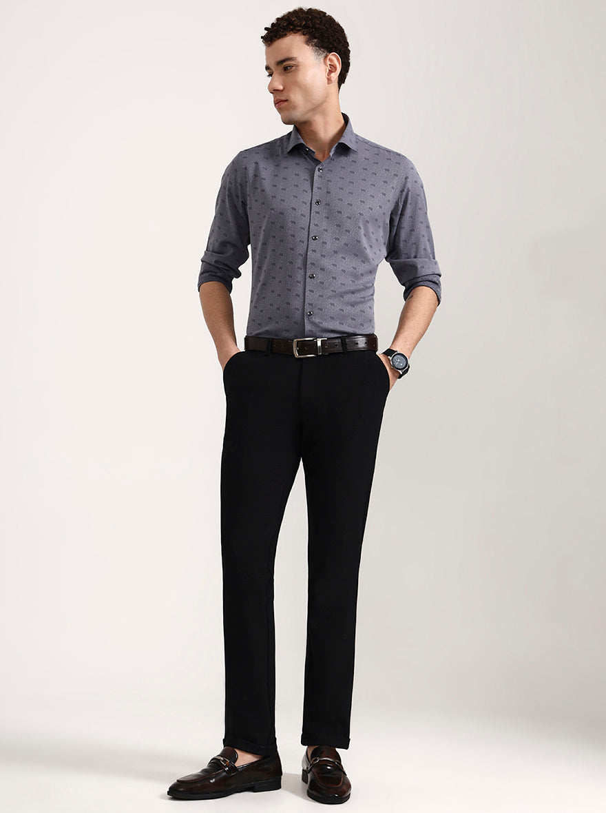 Black Solid Slim Fit Club Wear Trouser | Wyre