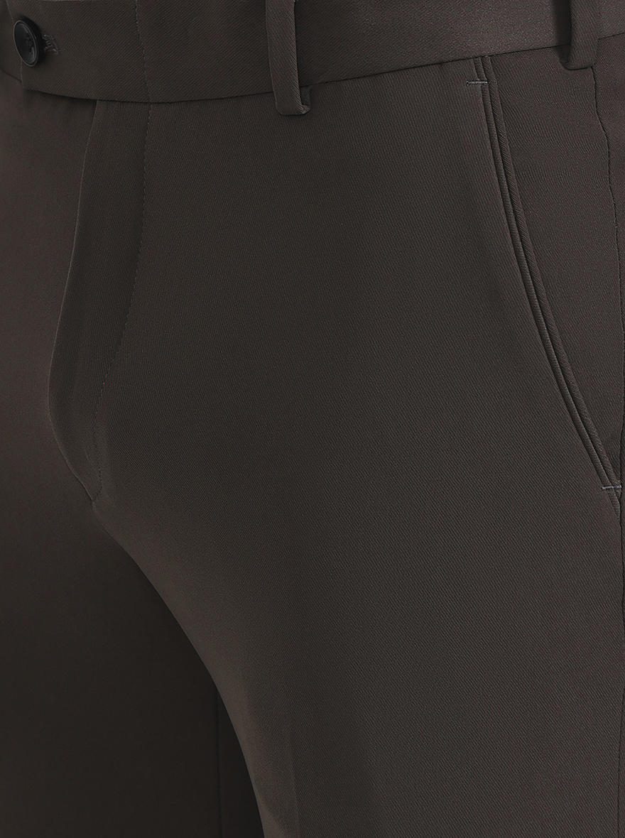 Brown Solid Slim Fit Formal Trouser | Wyre