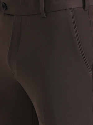 Brown Solid Slim Fit Formal Trouser | Wyre