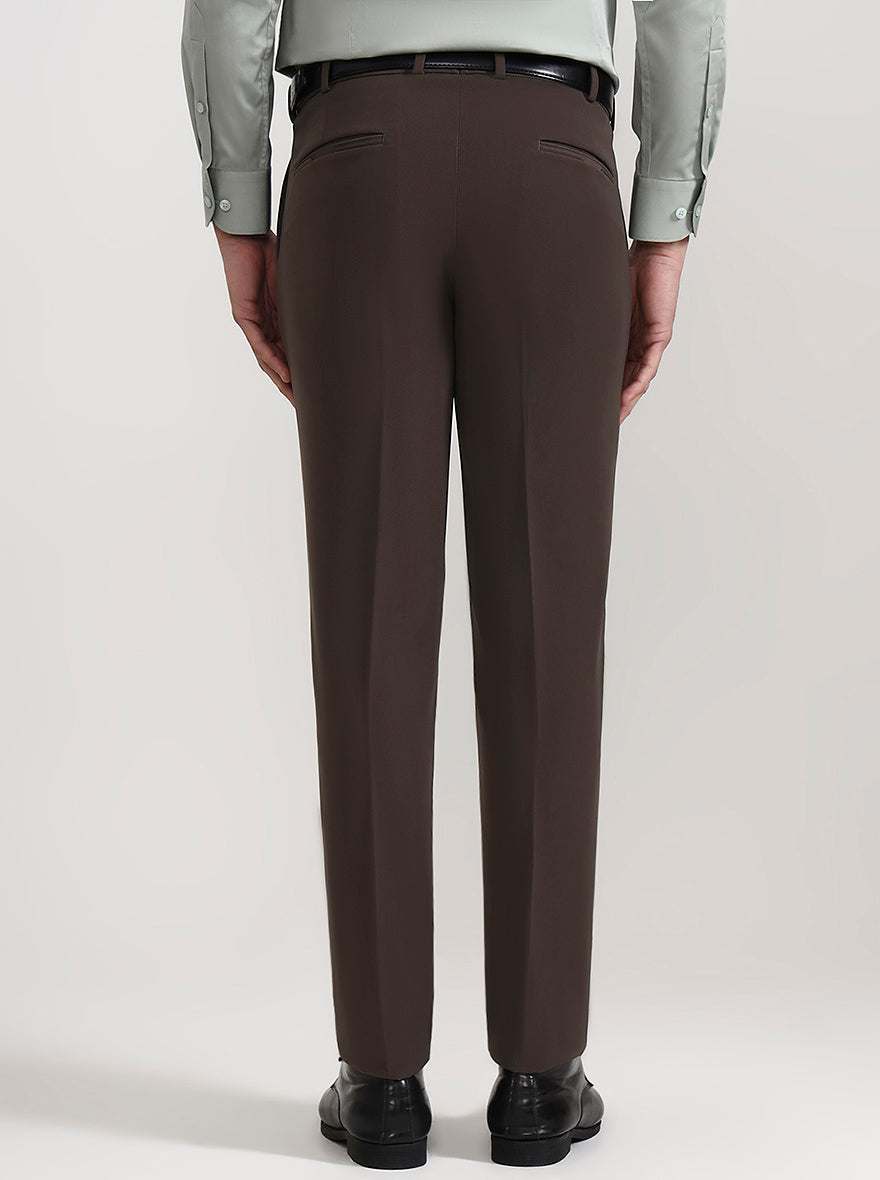 Brown Solid Slim Fit Formal Trouser | Wyre