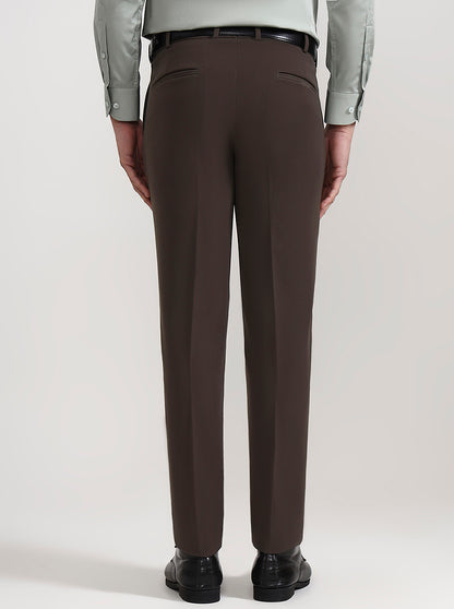 Brown Solid Slim Fit Formal Trouser | Wyre