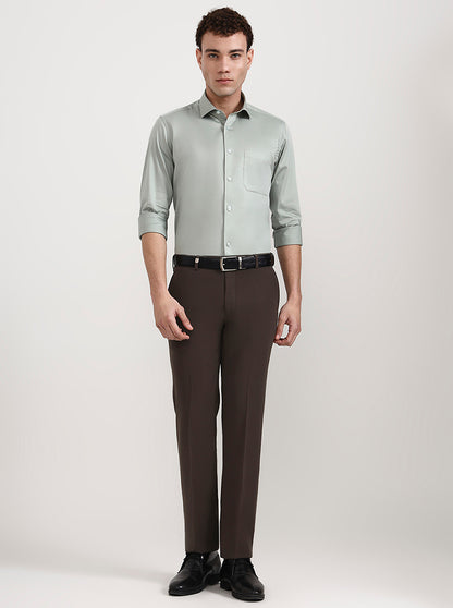 Brown Solid Slim Fit Formal Trouser | Wyre