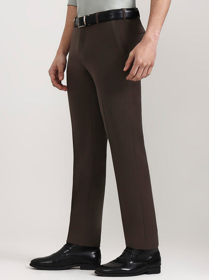 Brown Solid Slim Fit Formal Trouser | Wyre