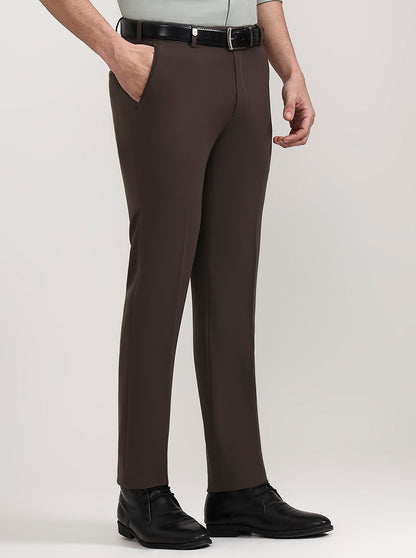 Brown Solid Slim Fit Formal Trouser | Wyre