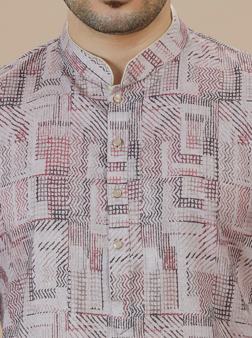 Beige & Brown Printed Kurta | The Kurta Company