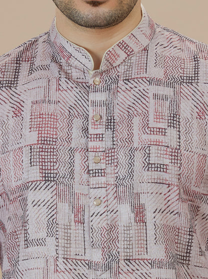 Beige & Brown Printed Kurta | The Kurta Company