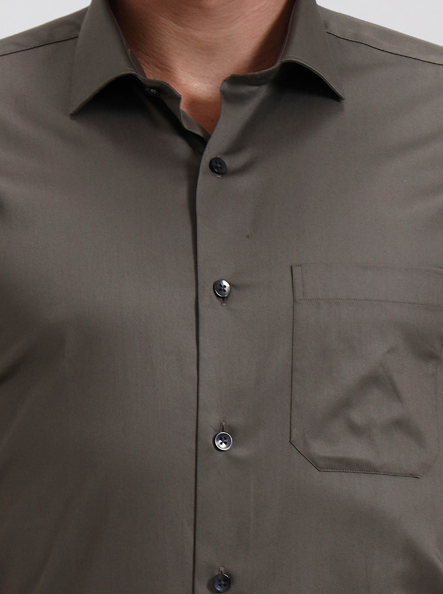 Grey Solid Slim Fit Formal Shirt | Metal