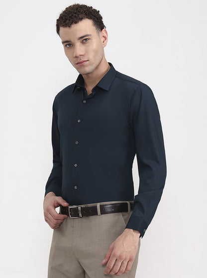 Dark Green Solid Slim Fit Party Wear Shirt | Wyre