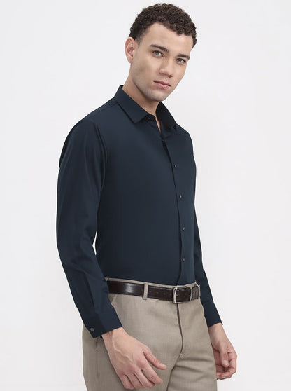 Dark Green Solid Slim Fit Party Wear Shirt | Wyre