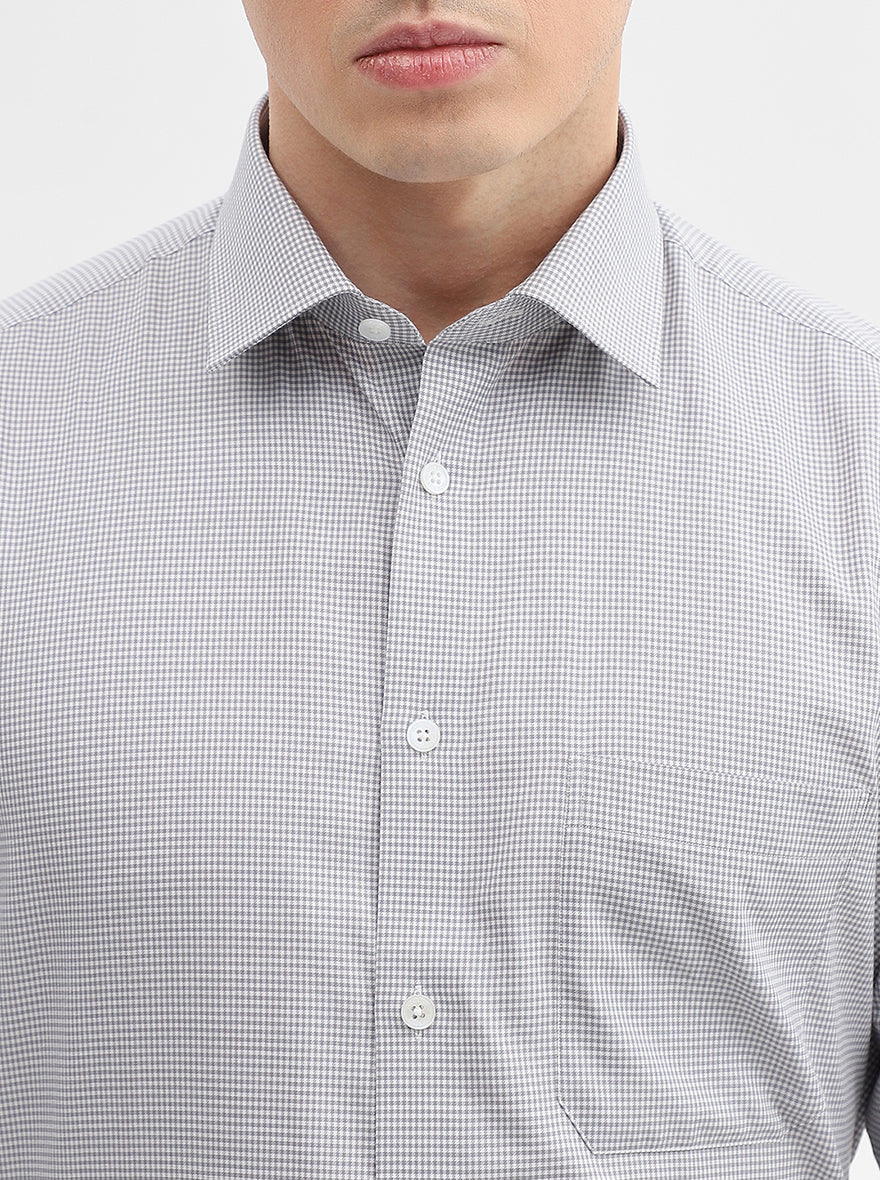 Grey Checked Regular Fit Formal Shirt | JadeBlue