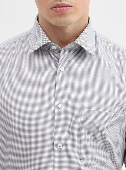 Grey Checked Regular Fit Formal Shirt | JadeBlue