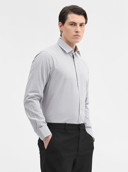 Grey Checked Regular Fit Formal Shirt | JadeBlue