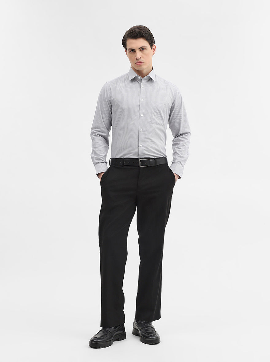 Grey Checked Regular Fit Formal Shirt | JadeBlue