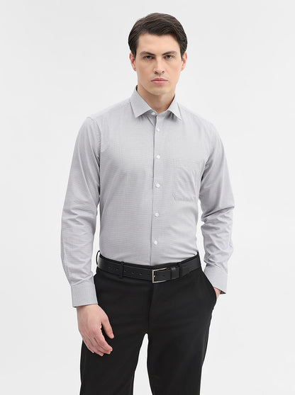 Grey Checked Regular Fit Formal Shirt | JadeBlue