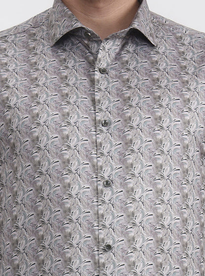 Green & Beige Printed Slim Fit Party Wear Shirt | Greenfibre