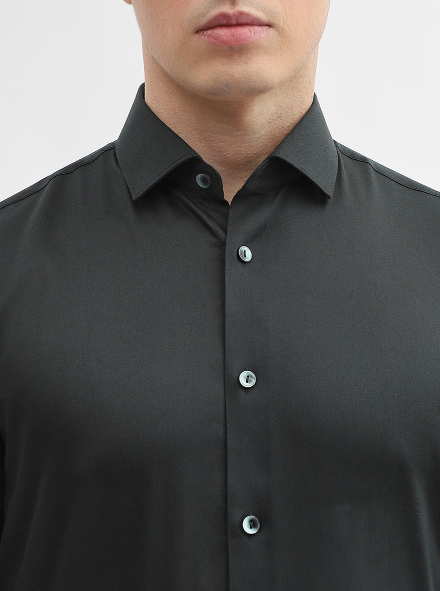 Bottle Green Solid Slim Fit Party Wear Shirt | Wyre
