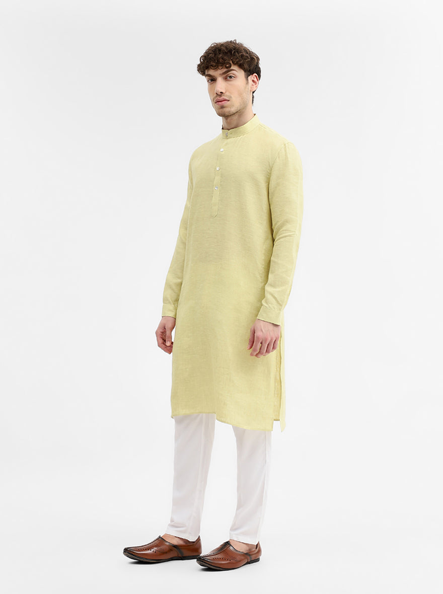 Green Solid Modi Kurta | JadeBlue