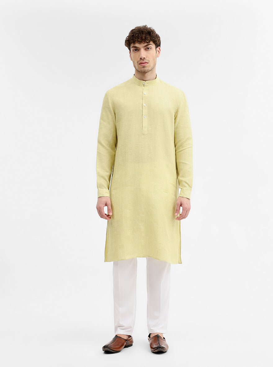 Green Solid Modi Kurta | JadeBlue