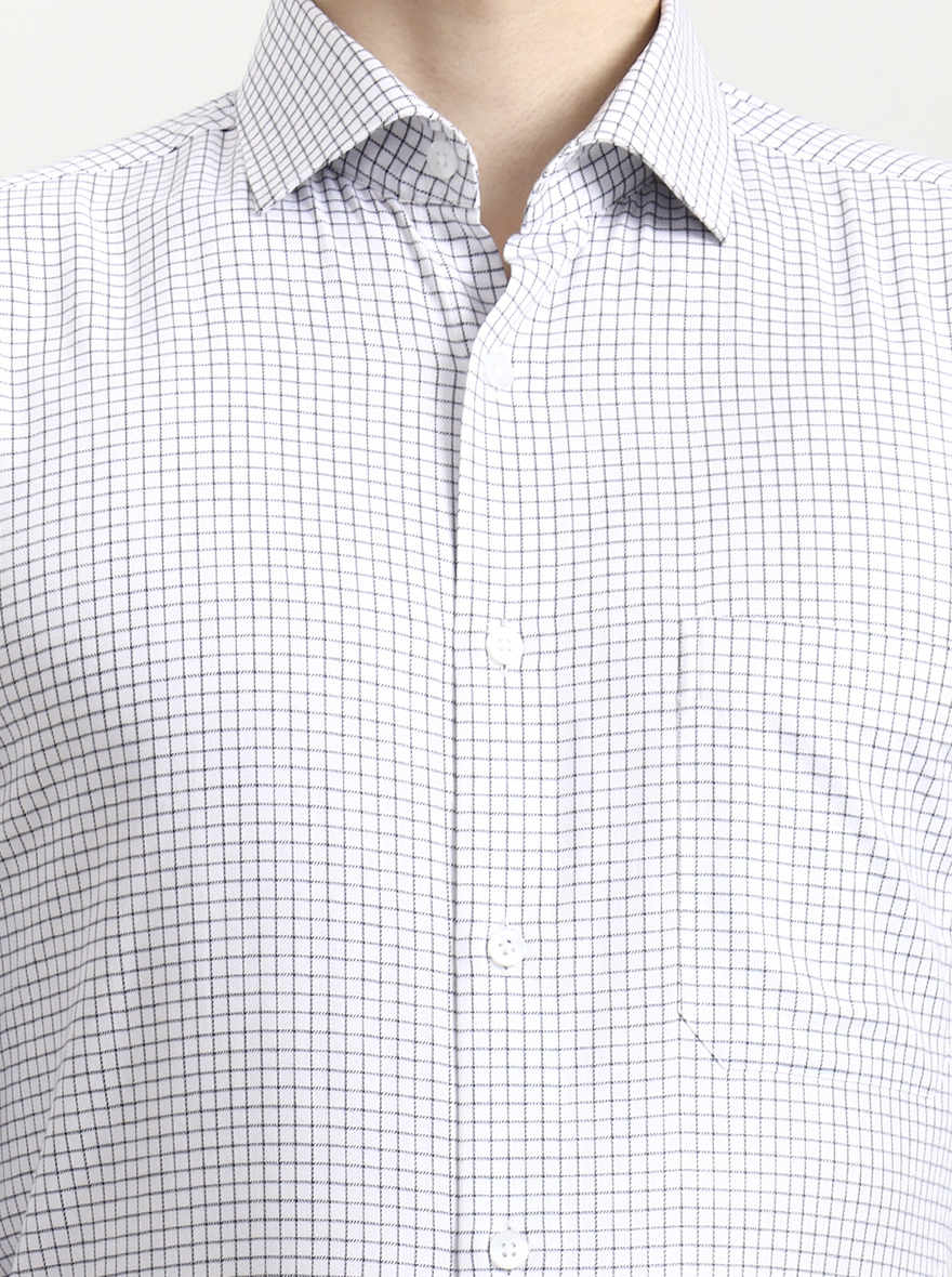 White & Black Checked Slim Fit Formal Shirt | Metal