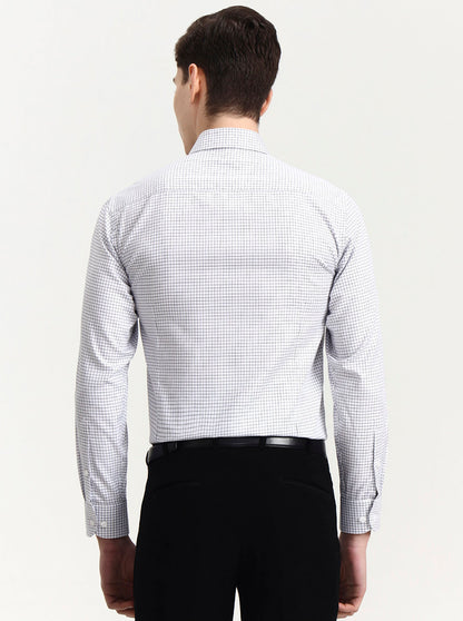 White & Black Checked Slim Fit Formal Shirt | Metal