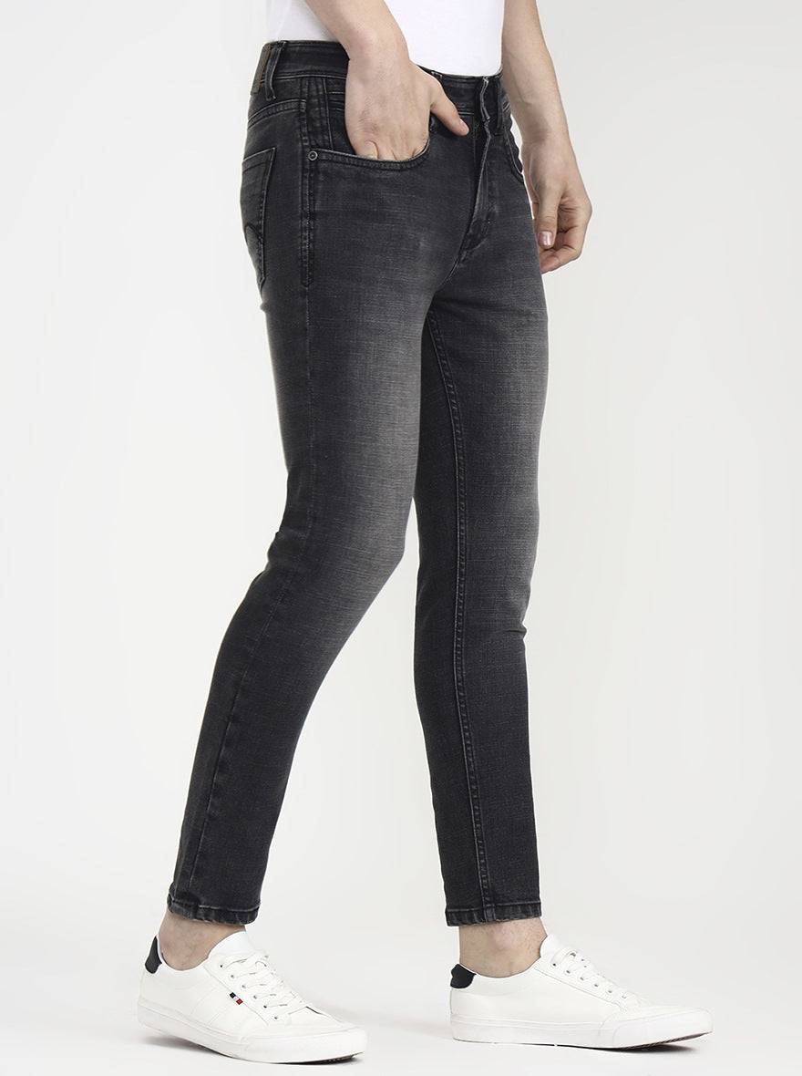 Charcoal Grey Solid Rider Fit Jeans | JadeBlue