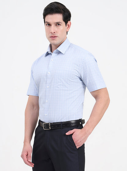 Sky Blue Solid Regular Fit Formal Shirt | JadeBlue