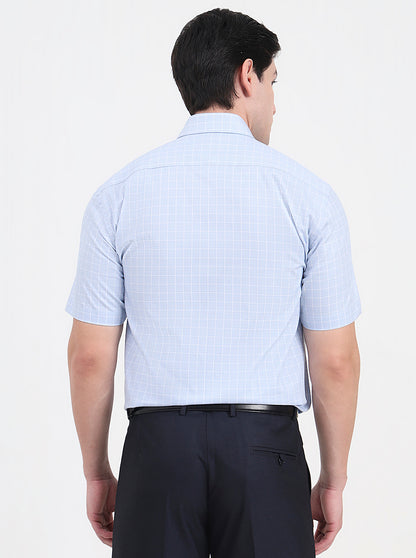 Sky Blue Solid Regular Fit Formal Shirt | JadeBlue