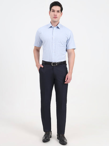 Sky Blue Solid Regular Fit Formal Shirt | JadeBlue