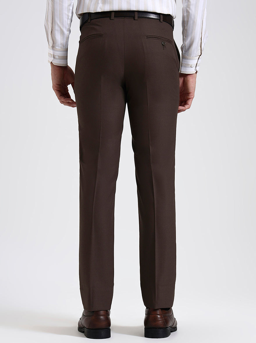 Brown Solid Slim Fit Formal Trouser | JadeBlue Super Luxe