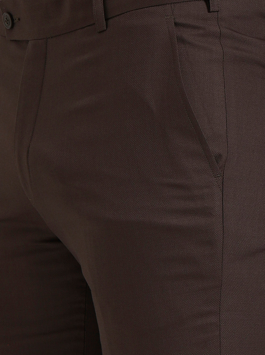 Brown Solid Slim Fit Formal Trouser | JadeBlue Super Luxe