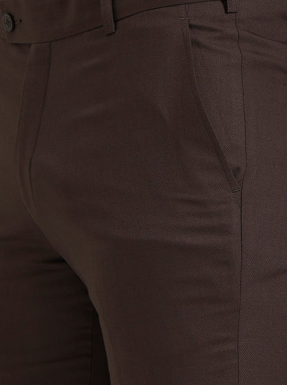Brown Solid Slim Fit Formal Trouser | JadeBlue Super Luxe