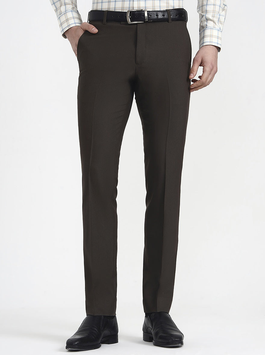 Grey Solid Slim Fit Formal Trouser | Metal
