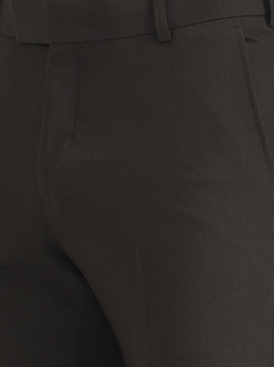 Grey Solid Slim Fit Formal Trouser | Metal