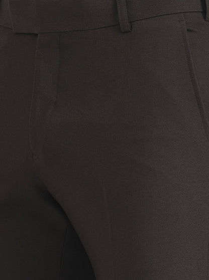 Grey Solid Slim Fit Formal Trouser | Metal