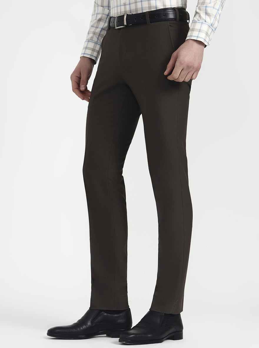 Grey Solid Slim Fit Formal Trouser | Metal