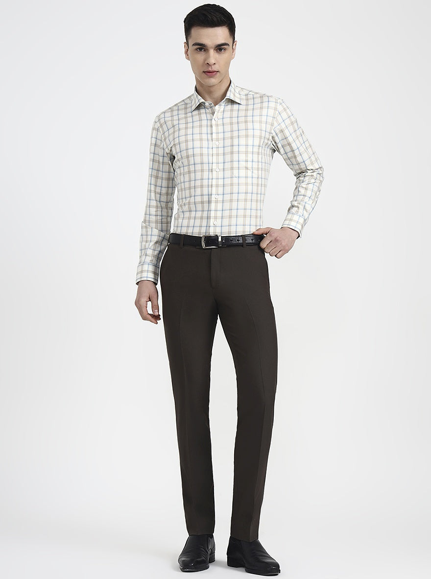 Grey Solid Slim Fit Formal Trouser | Metal