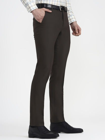 Grey Solid Slim Fit Formal Trouser | Metal
