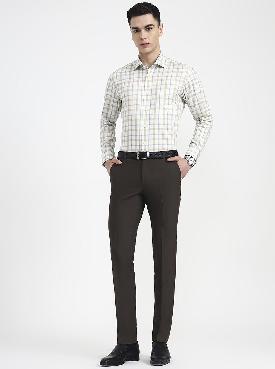 Grey Solid Slim Fit Formal Trouser | Metal