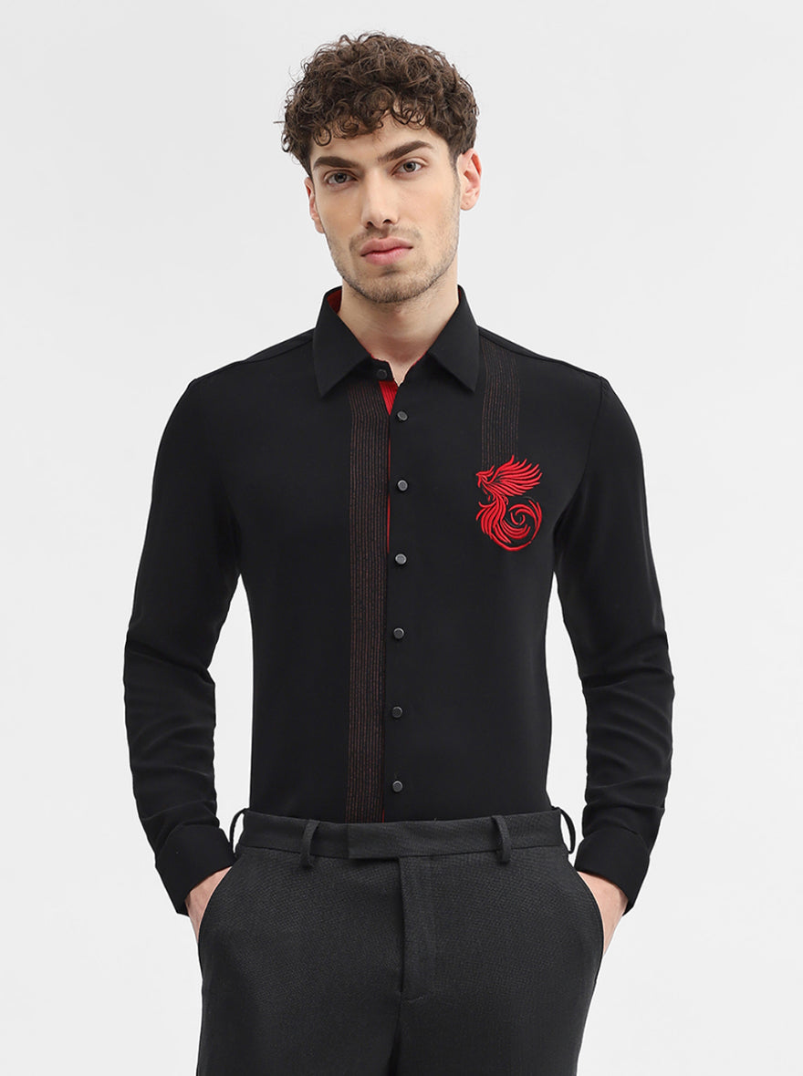 Black Solid Slim Fit Party Wear Shirt | Wyre
