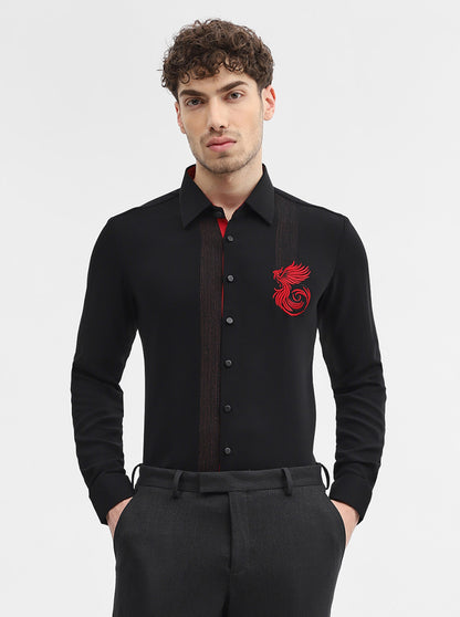 Black Solid Slim Fit Party Wear Shirt | Wyre