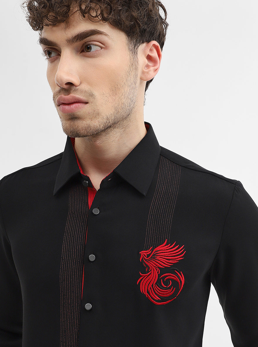 Black Solid Slim Fit Party Wear Shirt | Wyre