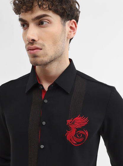 Black Solid Slim Fit Party Wear Shirt | Wyre