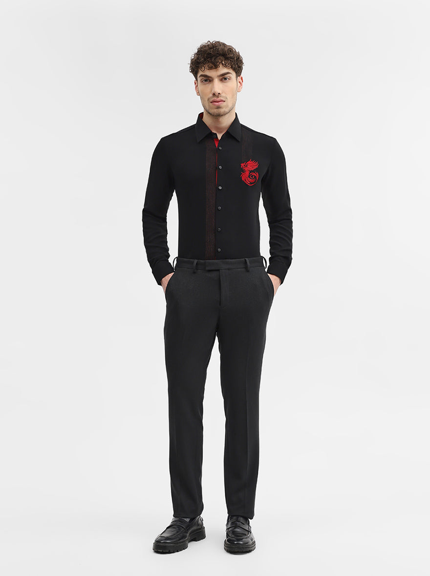 Black Solid Slim Fit Party Wear Shirt | Wyre