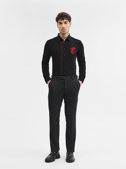 Black Solid Slim Fit Party Wear Shirt | Wyre