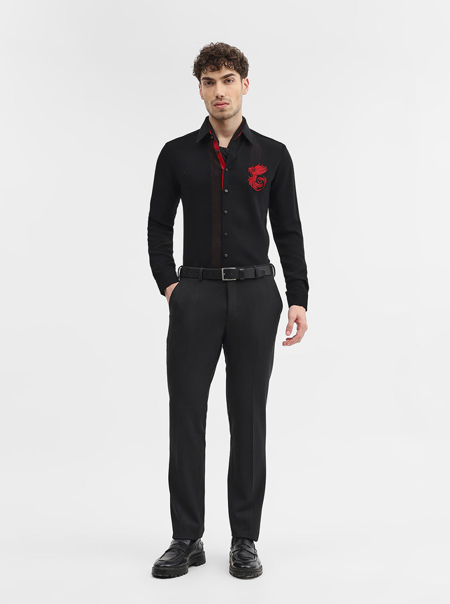 Black Solid Slim Fit Party Wear Shirt | Wyre