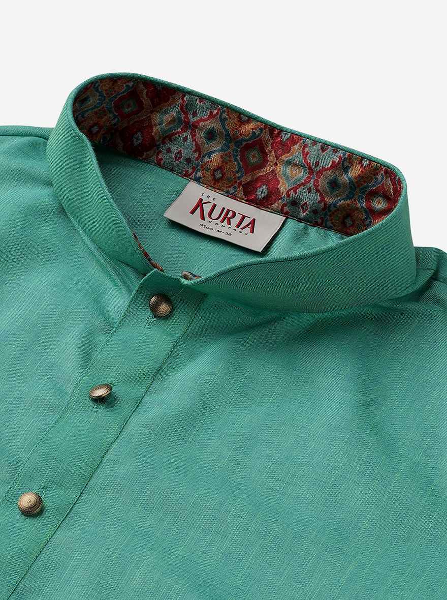Mint Green Cotton Blend Kurta | The Kurta Company